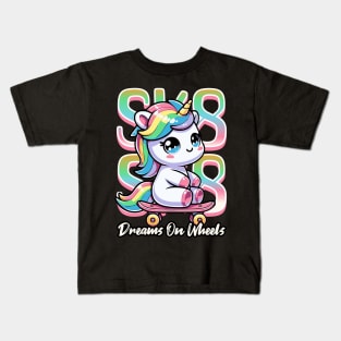 Unicorn Riding A Skateboard Kids T-Shirt